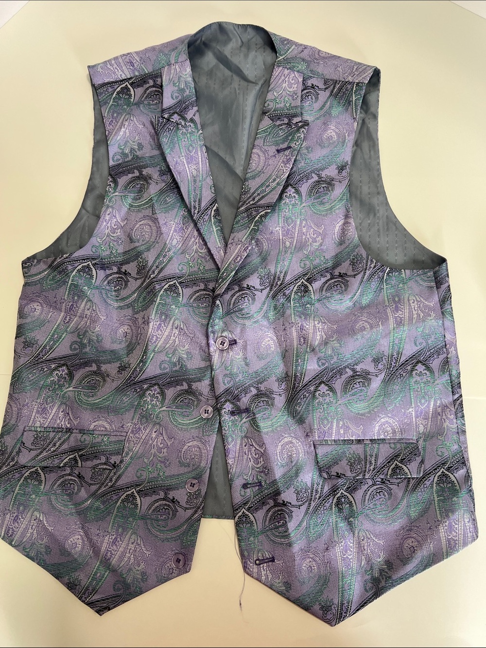 Men's Paisley Dress Vest in Lavender and Teal